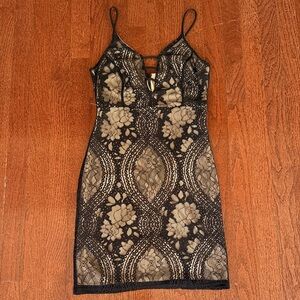 Elegant Black and Gold Lace Dress
